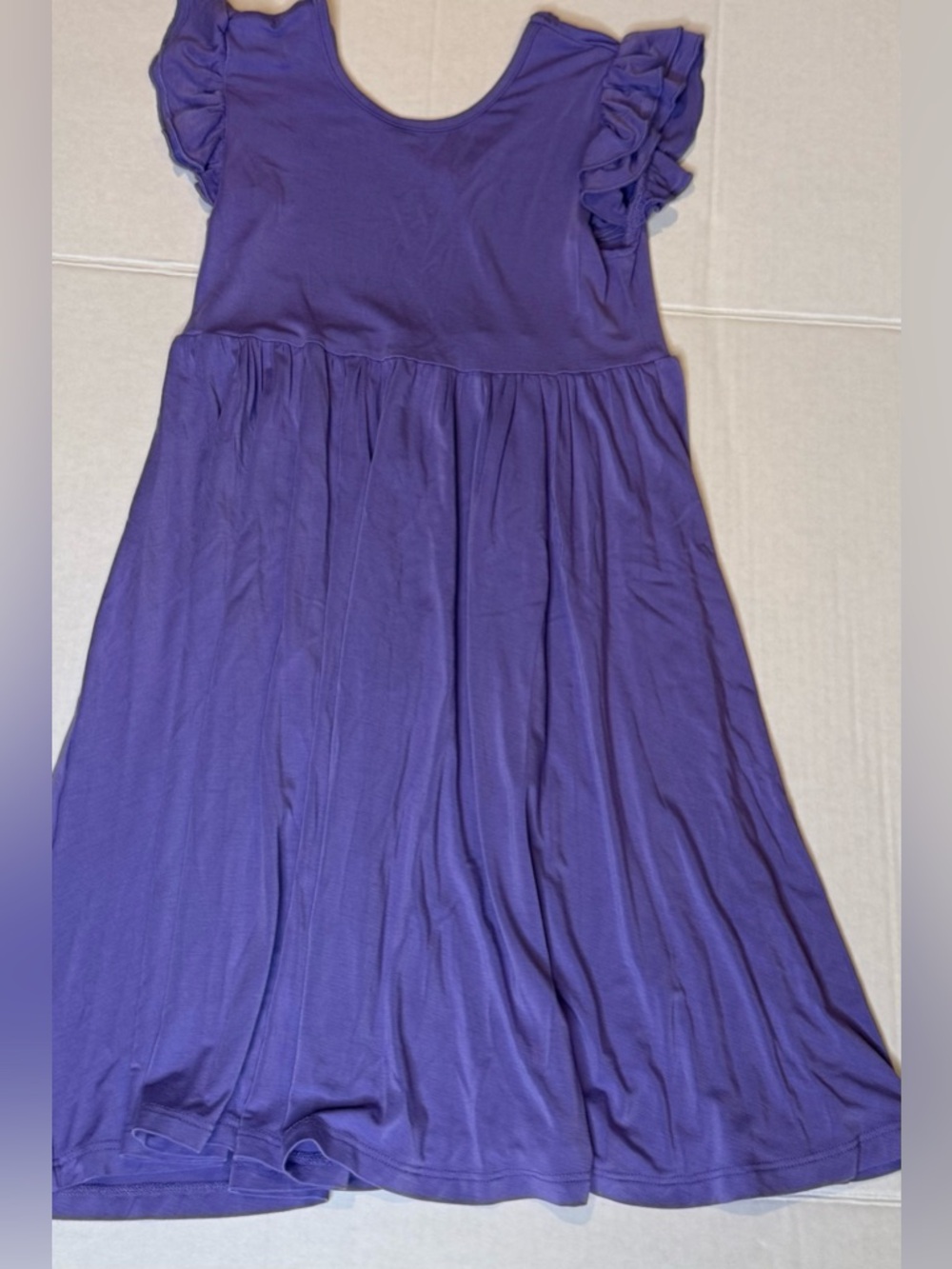 Bubble Baby Bamboo Twirl Dress Purple Size 5/6 Ruffle Sleeve